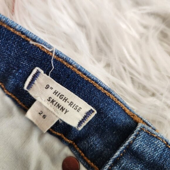 Madewell Jeans 9" High Rise Skinny Jeans Women Size 26 Raw‎ Hem 28" - Picture 4 of 14